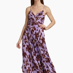 Jonathan Simkhai Portia Asymmetric Midi Dress Lavender/Floral  Women's Size: 0